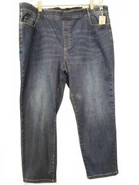 NEW RARERAW women's t sophia curvy pull on slim crop jeans in dark blue